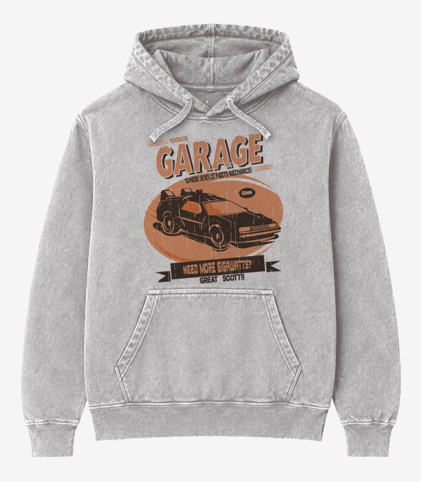 Poleron Canguro Acid Wash Gris Melange de Deloreancillo