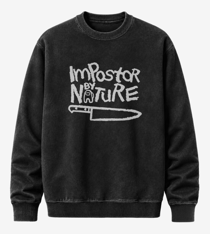 Poleron Polo Acid Wash Negro de Among us