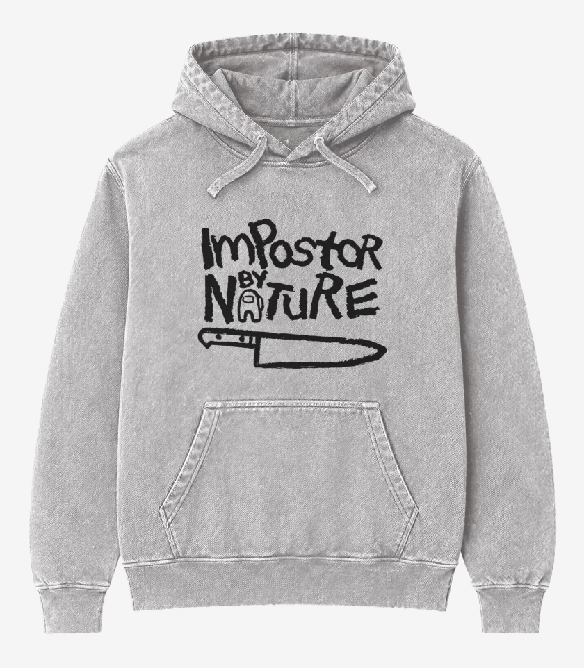 Poleron Canguro Acid Wash Gris Melange de Among us 2