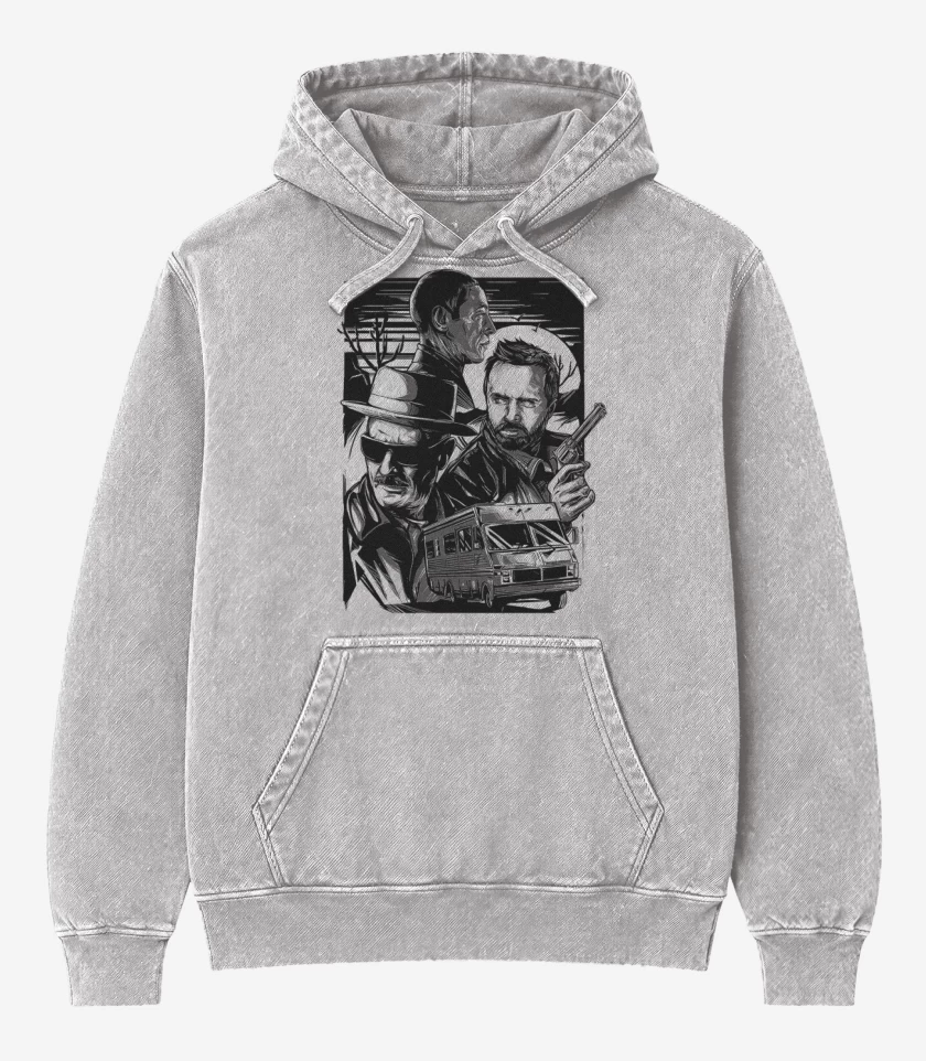 Poleron Canguro Acid Wash Gris Melange de Breaking baaad