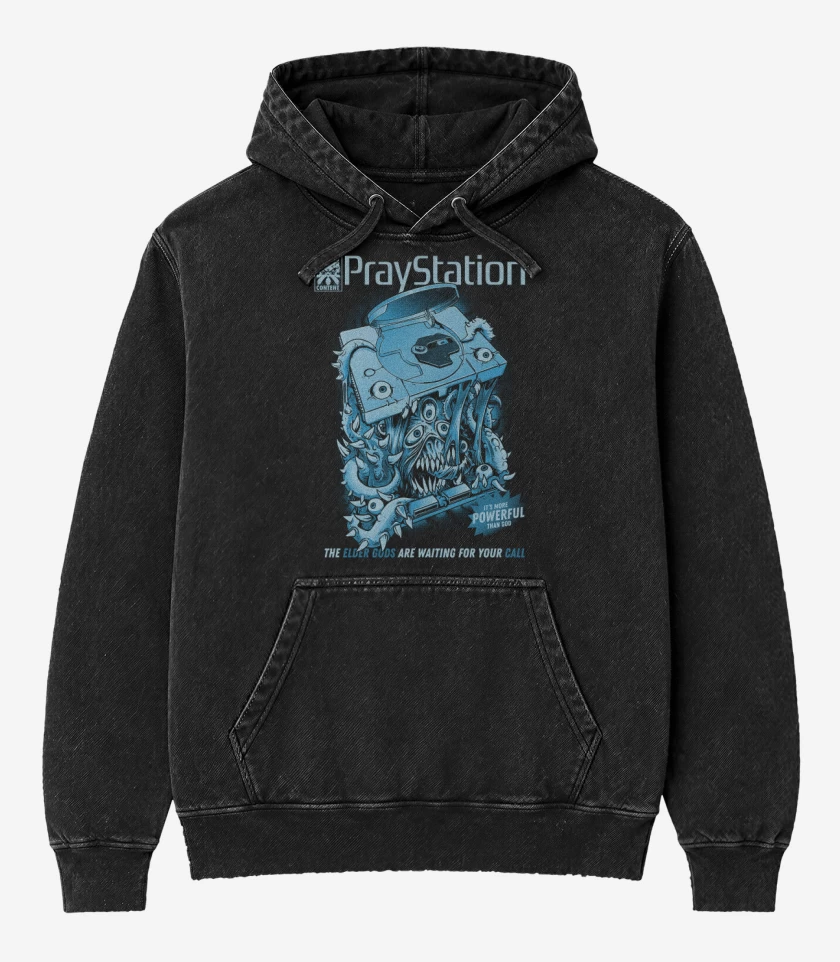 Poleron Canguro Acid Wash Negro de play staichon