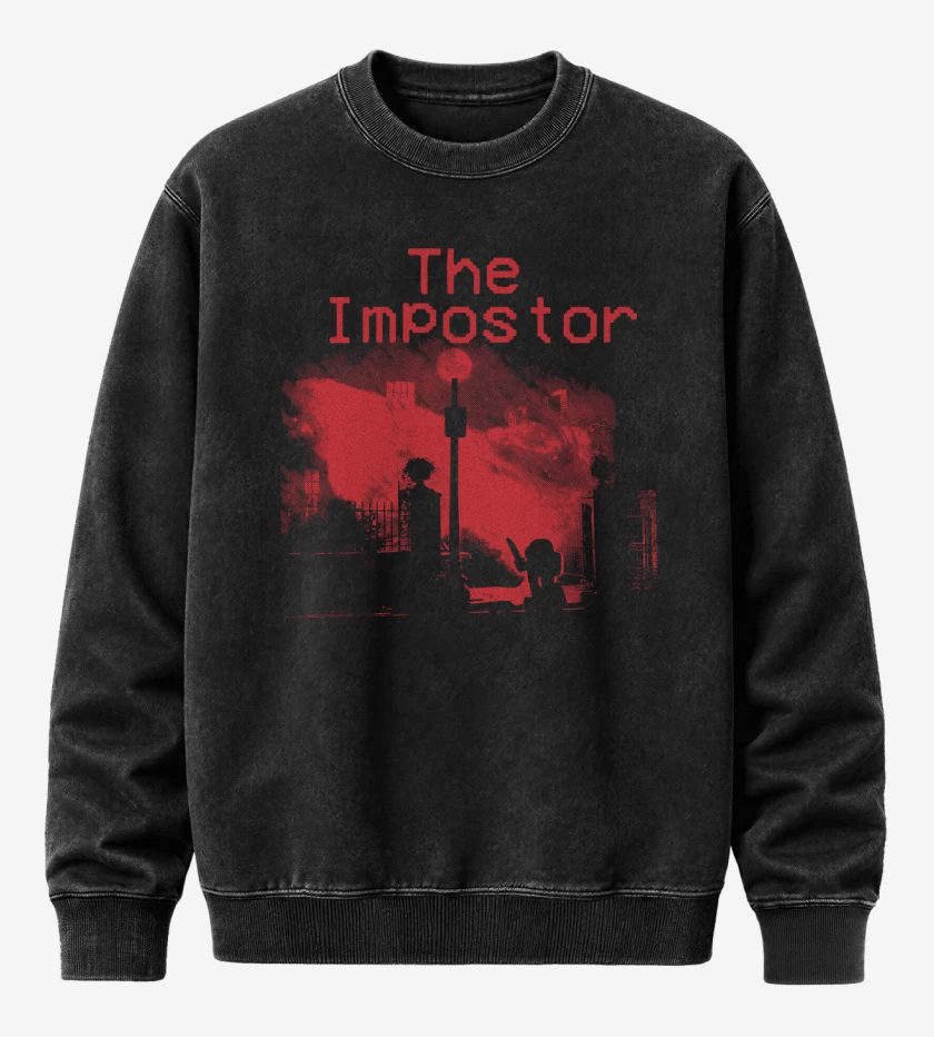 Poleron Polo Acid Wash Negro de among us 3