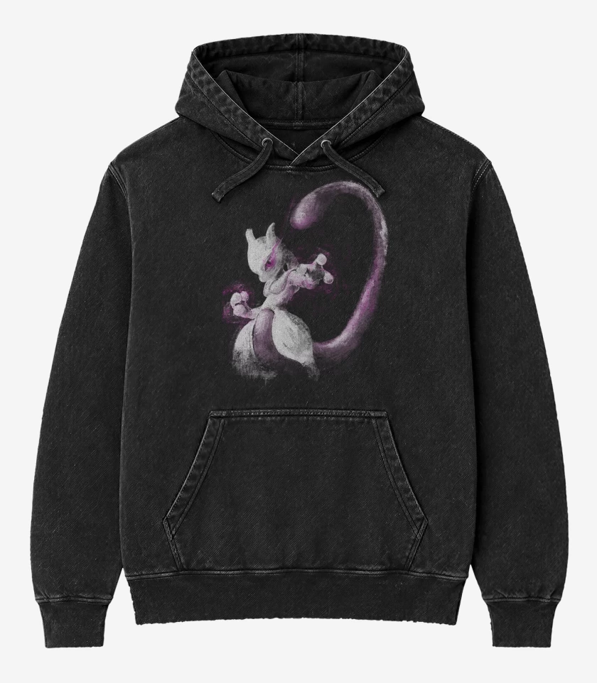 Poleron Canguro Acid Wash Negro de Mew2