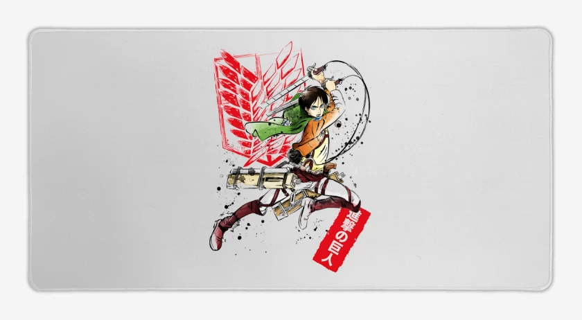 Mouse pad Gamer Blanco de Shingeki Eren 