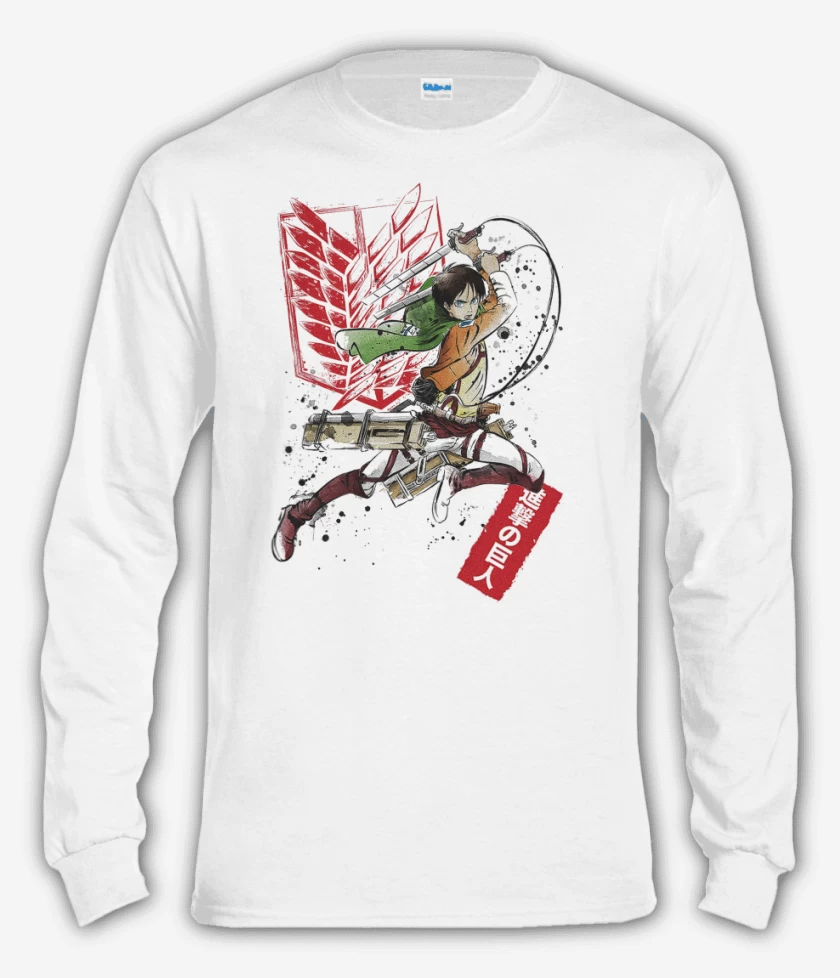 Polera manga larga Blanco de Shingeki Eren 