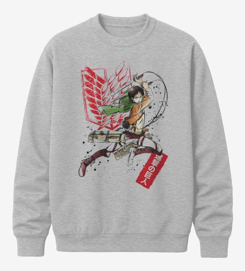 Poleron polo Gris Melange de Shingeki Eren 
