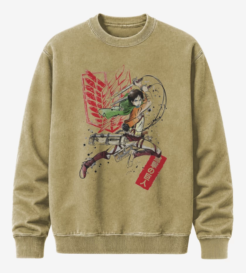 Poleron Polo Acid Wash Beige de Shingeki Eren 