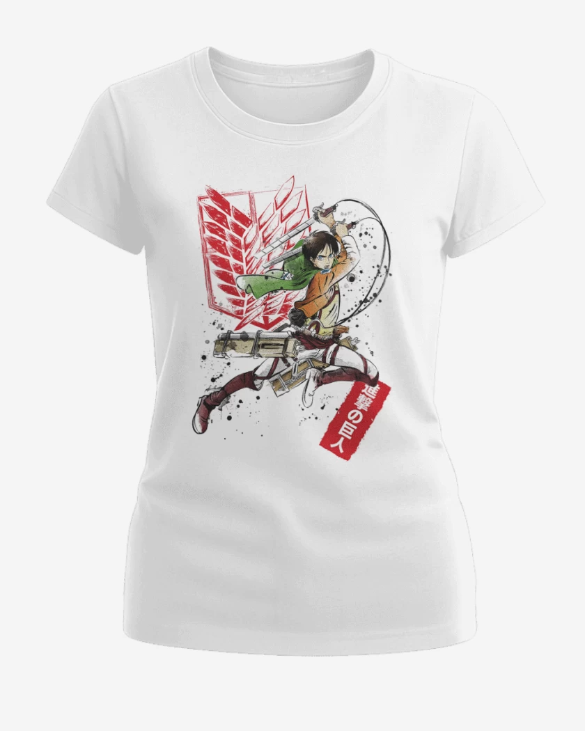 Polera de Mujer Blanco de Shingeki Eren 