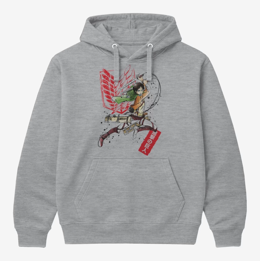 Polerón Canguro Gris Melange de Shingeki Eren 