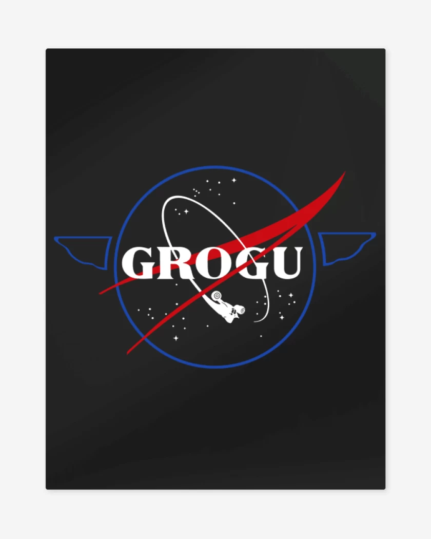 Print metalico Negro de Nasa Grogu