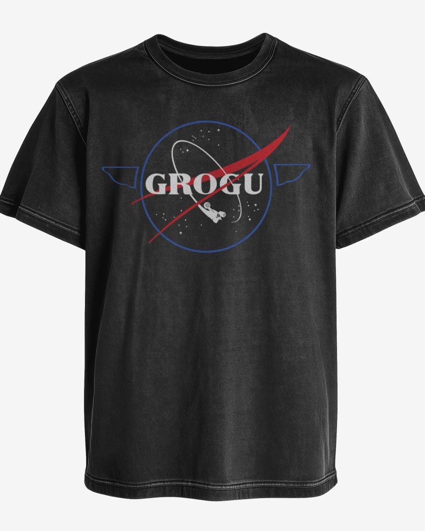 Polera desgastada Negro de Nasa Grogu