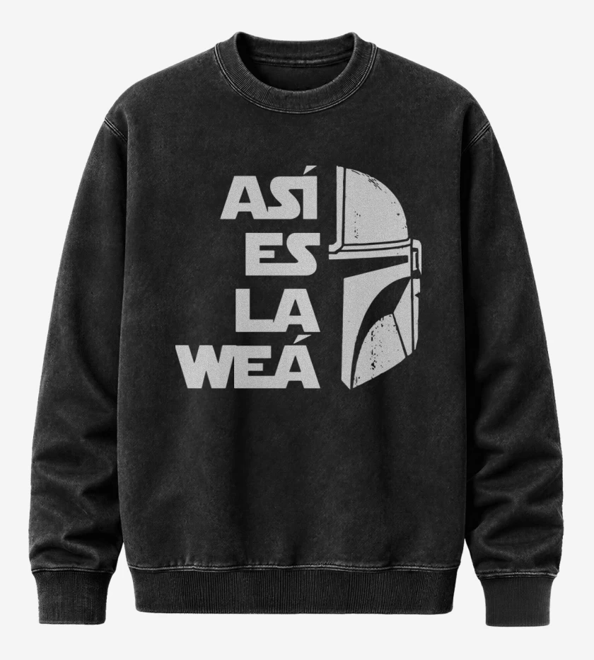 Poleron Polo Acid Wash Negro de Asi es la weá