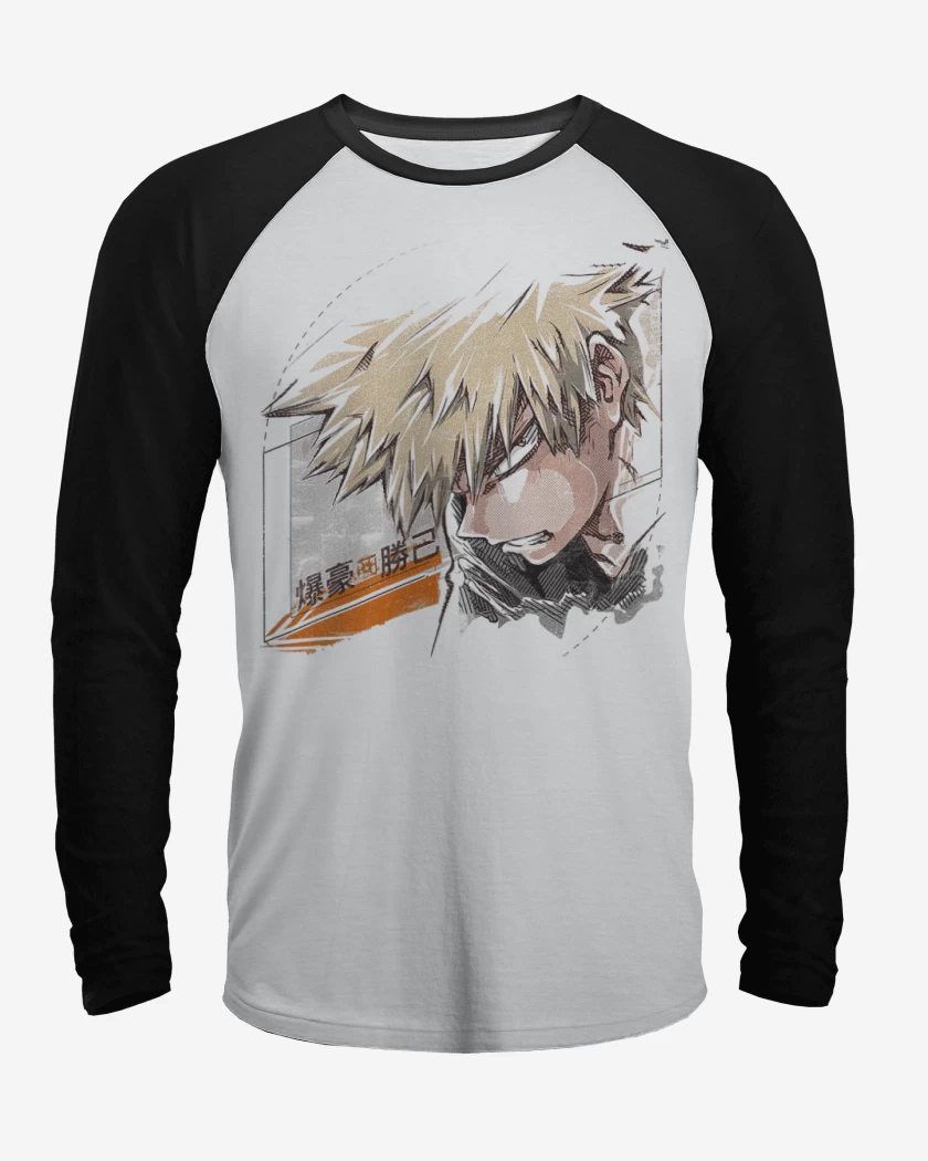 Polera Raglan Blanco / Negro de Bakugo 2