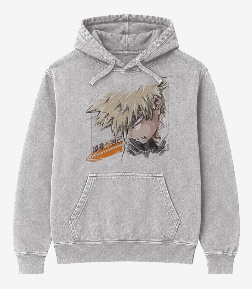 Poleron Canguro Acid Wash Gris Melange de Bakugo 2