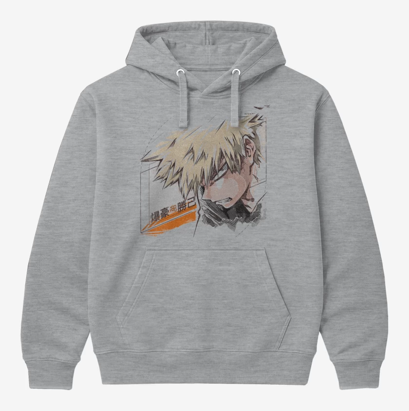 Polerón Canguro Gris Melange de Bakugo 2