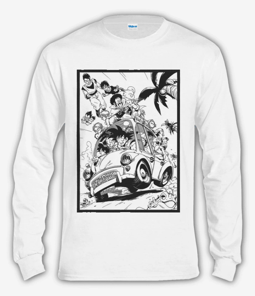 Polera manga larga Blanco de Goku y sus amigos