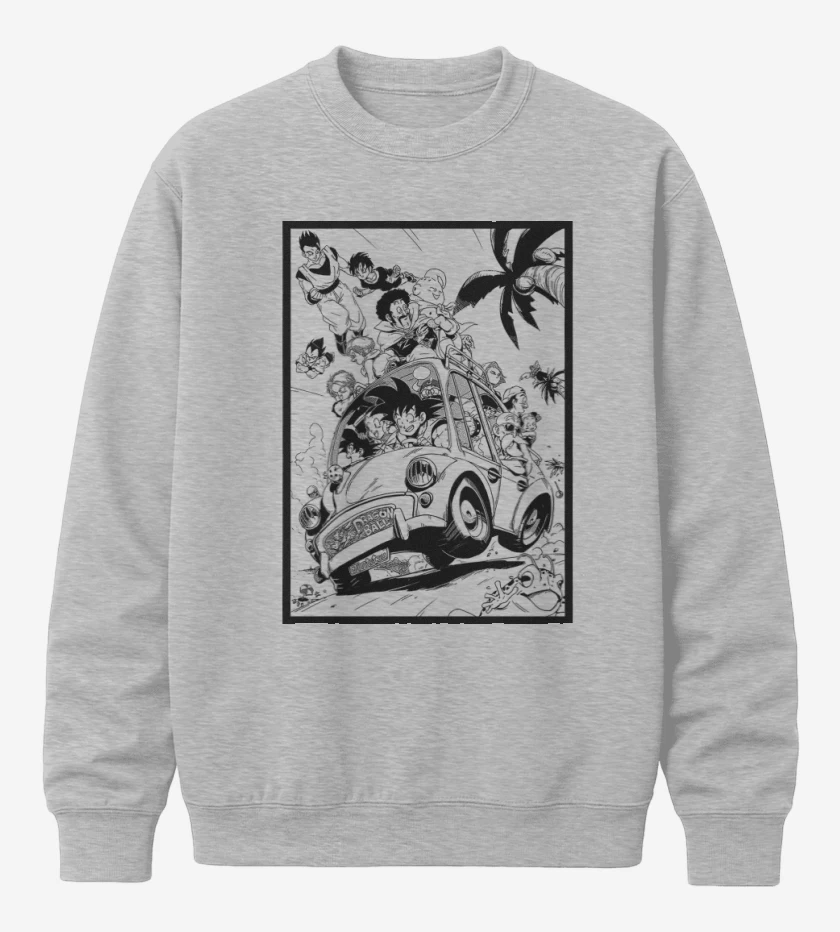 Poleron polo Gris Melange de Goku y sus amigos