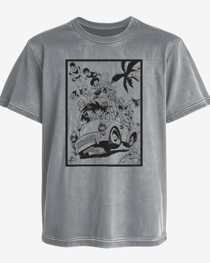 Polera desgastada Gris Melange de Goku y sus amigos