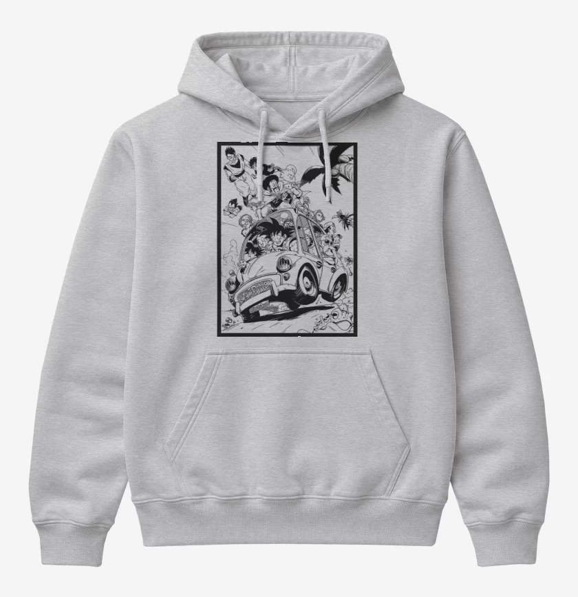 Poleron Canguro básico Gris Melange de Goku y sus amigos