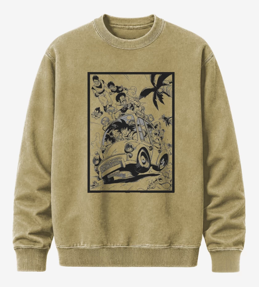 Poleron Polo Acid Wash Beige de Goku y sus amigos