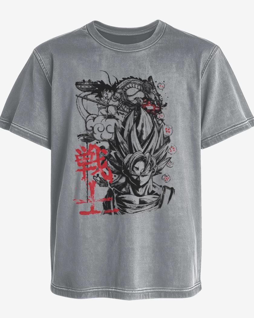 Polera desgastada Gris Melange de Gokun