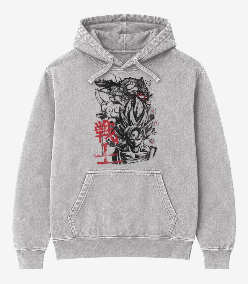 Poleron Canguro Acid Wash Gris Melange de Gokun