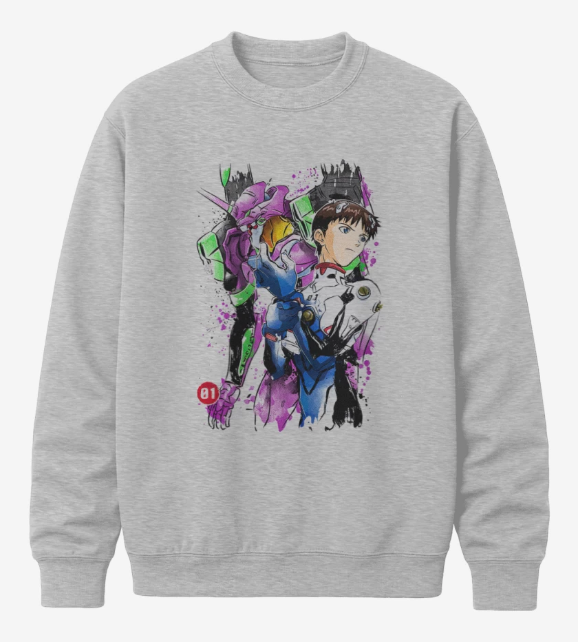 Poleron polo Gris Melange de Evangelions