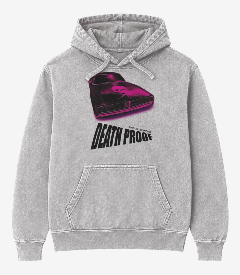 Poleron Canguro Acid Wash Gris Melange de Death proof charger
