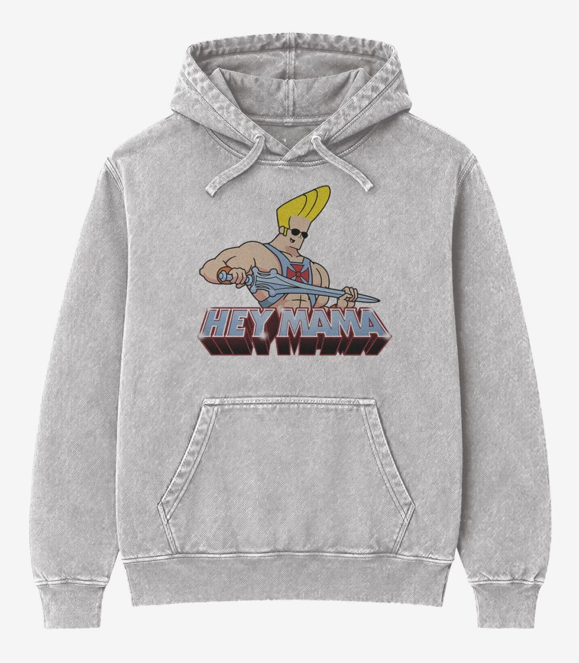 Poleron Canguro Acid Wash Gris Melange de Johnny bravo 2