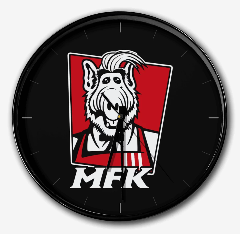 Reloj Negro de melmac fried kitten