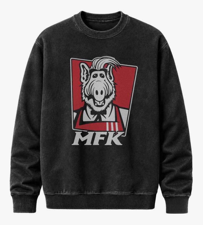 Poleron Polo Acid Wash Negro de melmac fried kitten