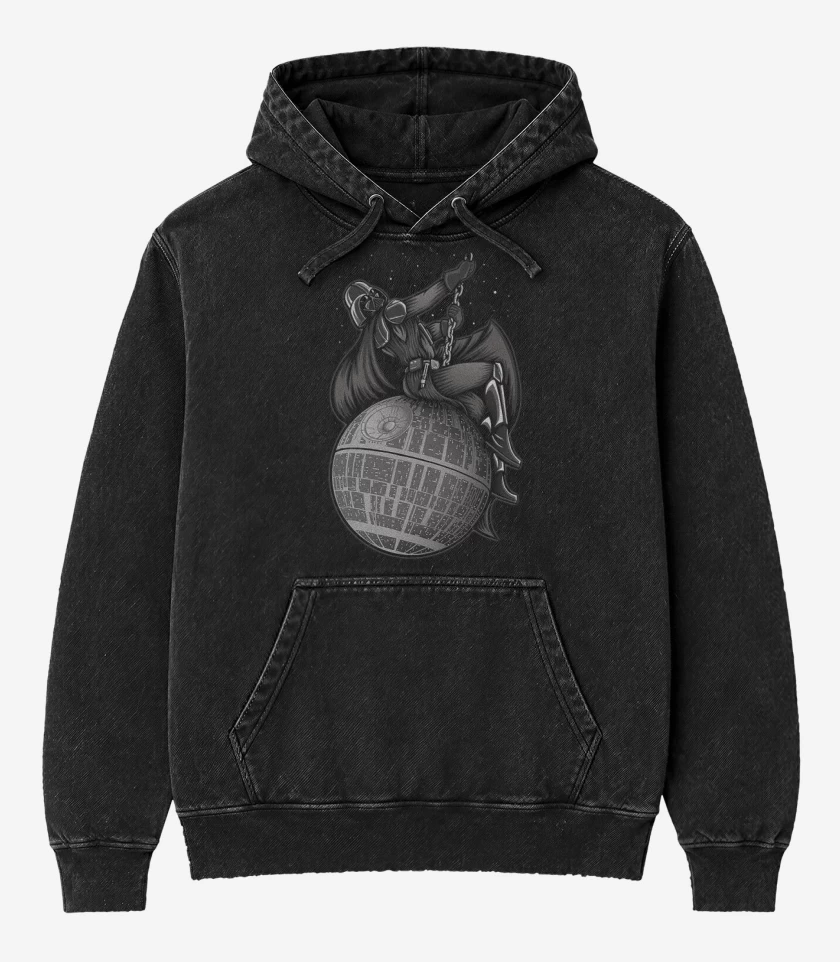 Poleron Canguro Acid Wash Negro de Vader cyrus