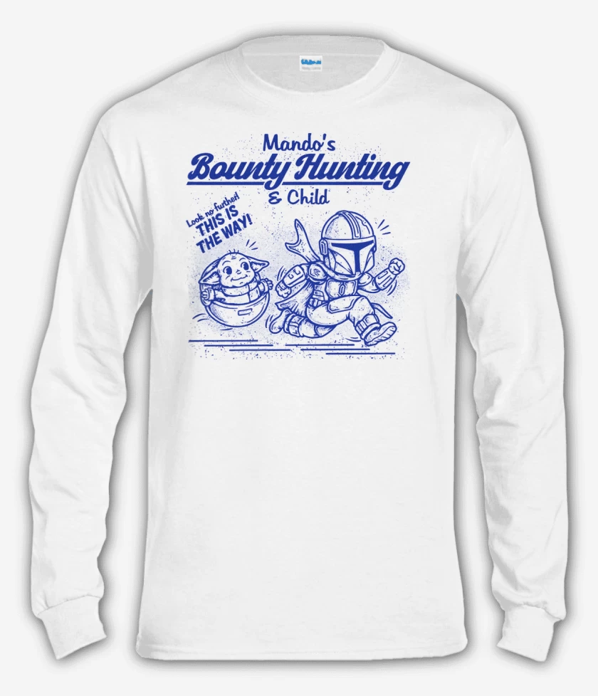 Polera manga larga Blanco de Mado y grogu
