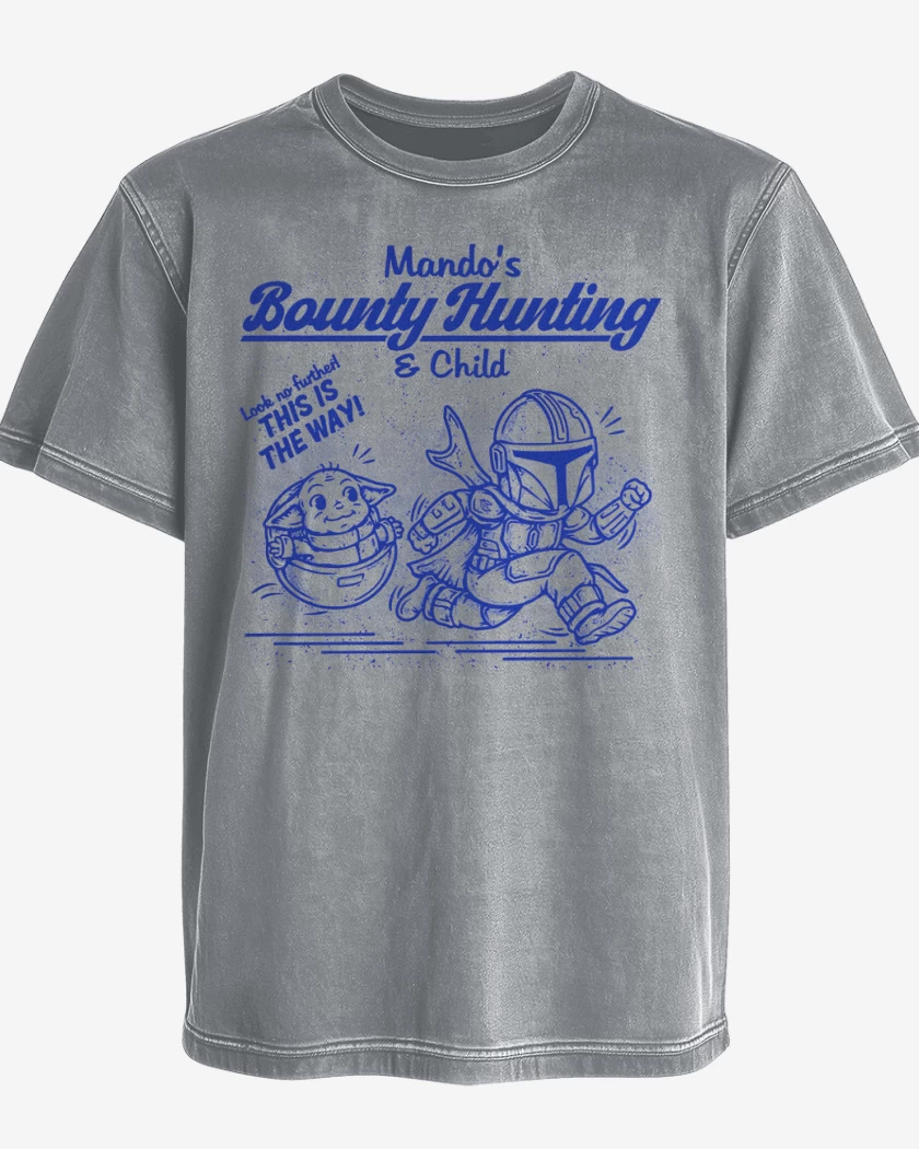 Polera desgastada Gris Melange de Mado y grogu