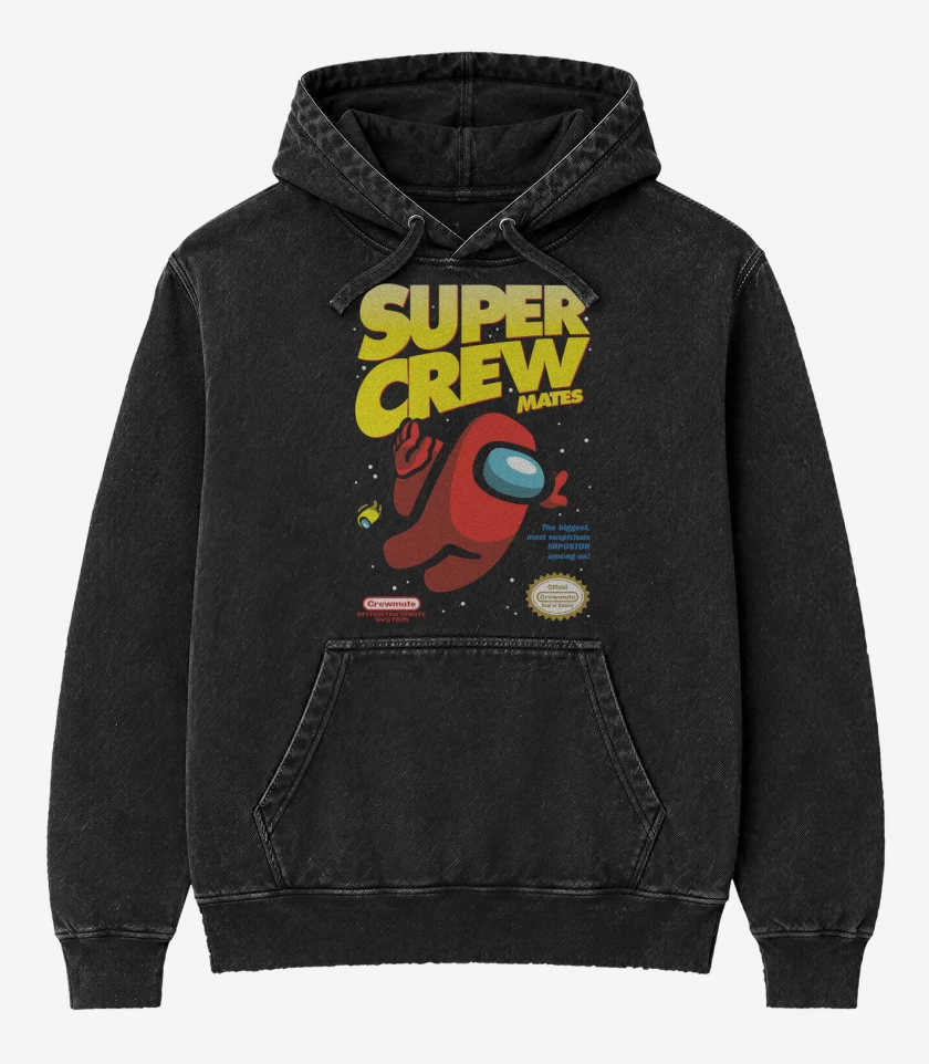 Poleron Canguro Acid Wash Negro de Among us 4