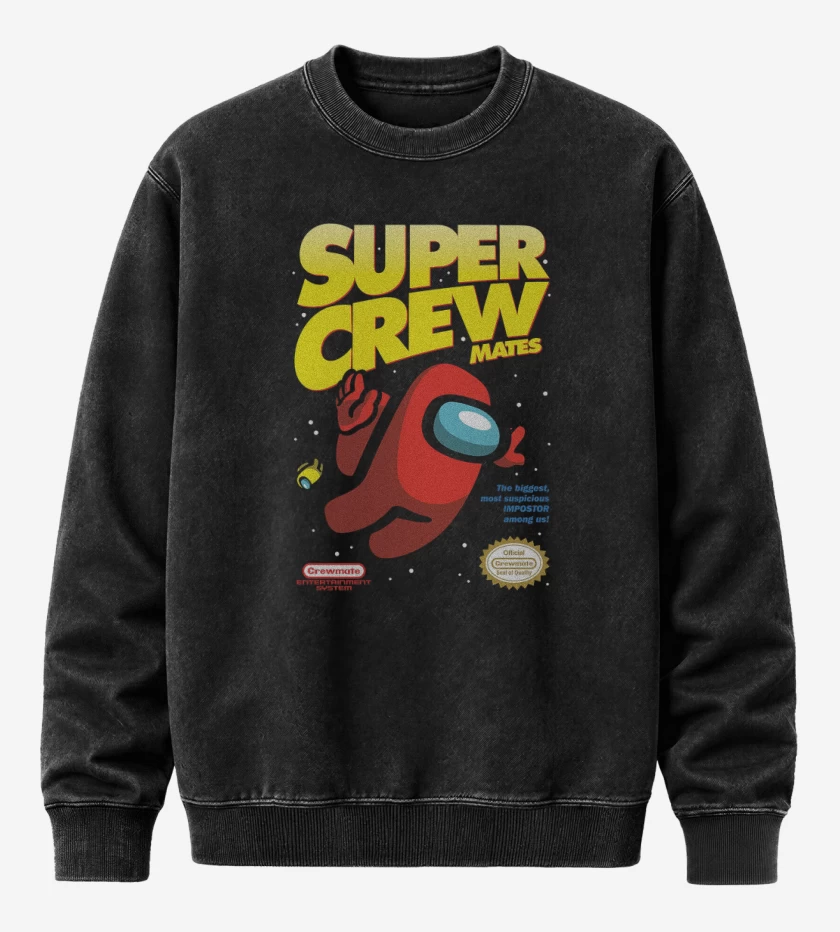 Poleron Polo Acid Wash Negro de Among us 4