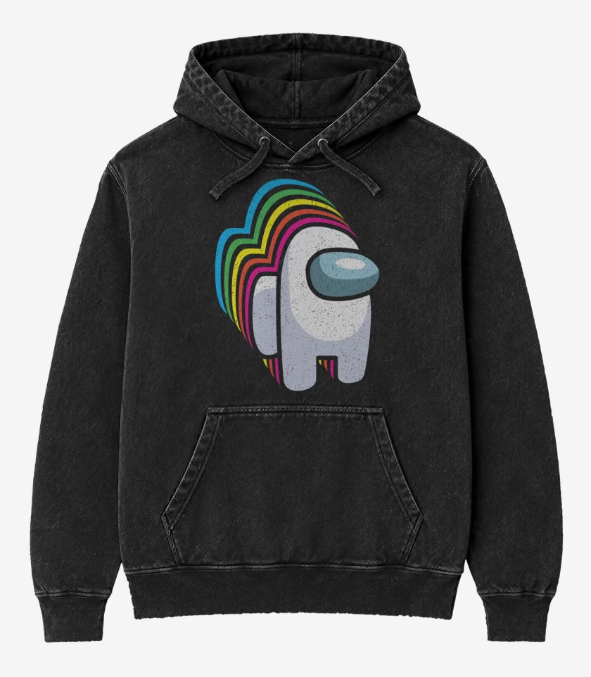 Poleron Canguro Acid Wash Negro de Among us 5