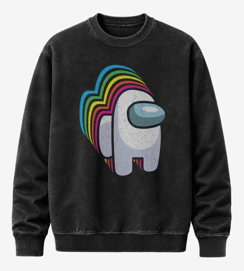 Poleron Polo Acid Wash Negro de Among us 5
