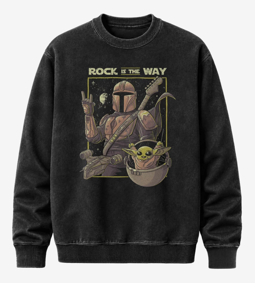 Poleron Polo Acid Wash Negro de Mandalorian