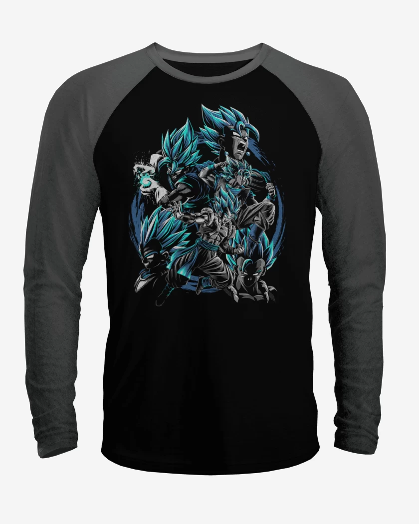 Polera Raglan Negro / Negro Heather de Vegitos