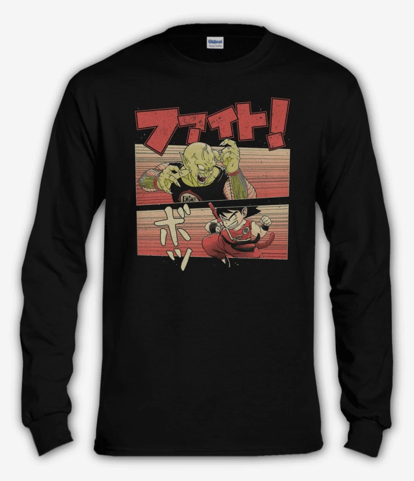Polera manga larga Negro de Goku vs Piccolo