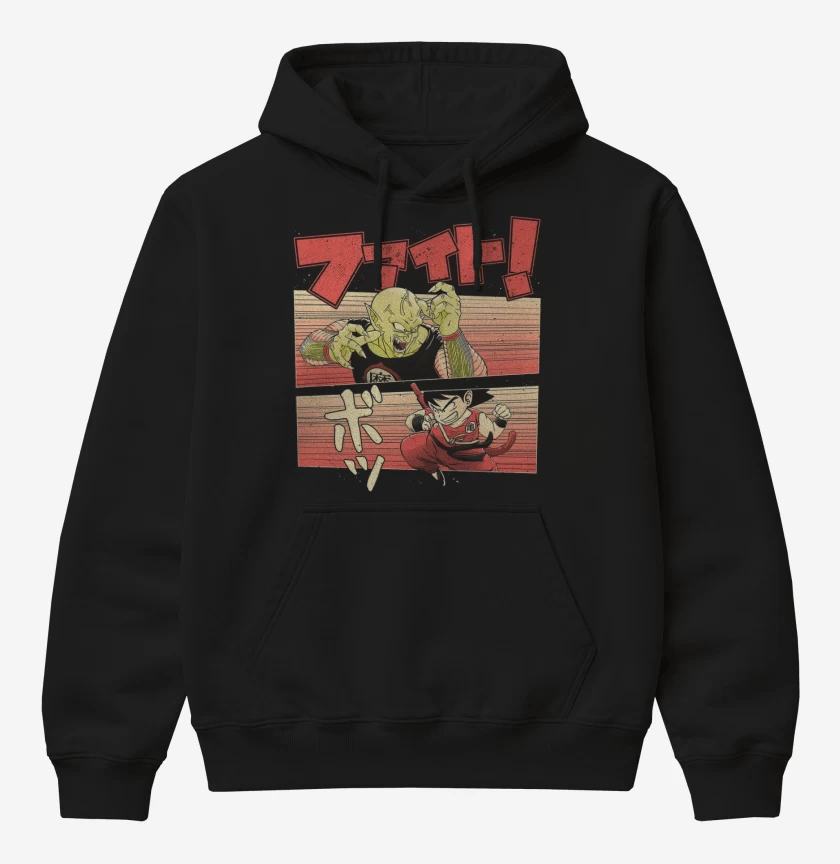 Poleron Canguro básico Negro de Goku vs Piccolo