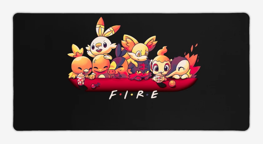 Mouse pad Gamer Negro de Tipos Fuego