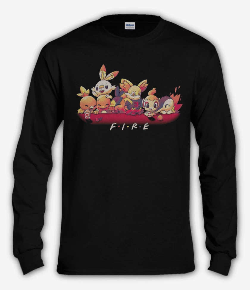 Polera manga larga Negro de Tipos Fuego