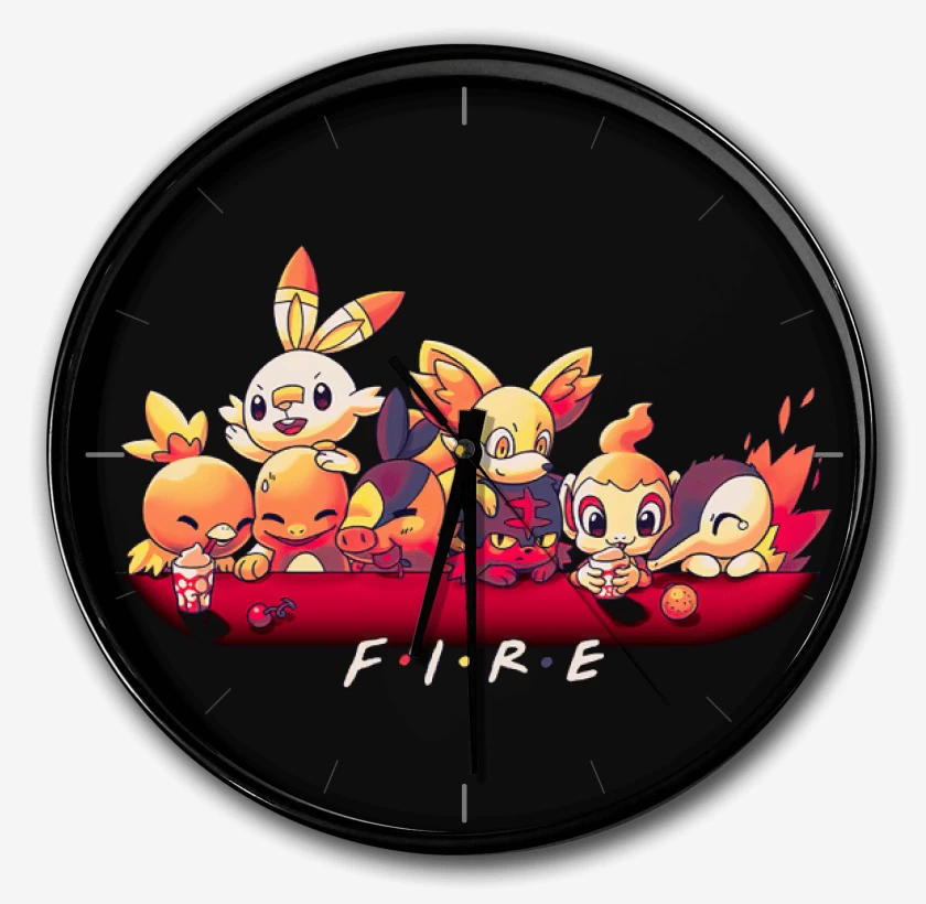 Reloj Negro de Tipos Fuego