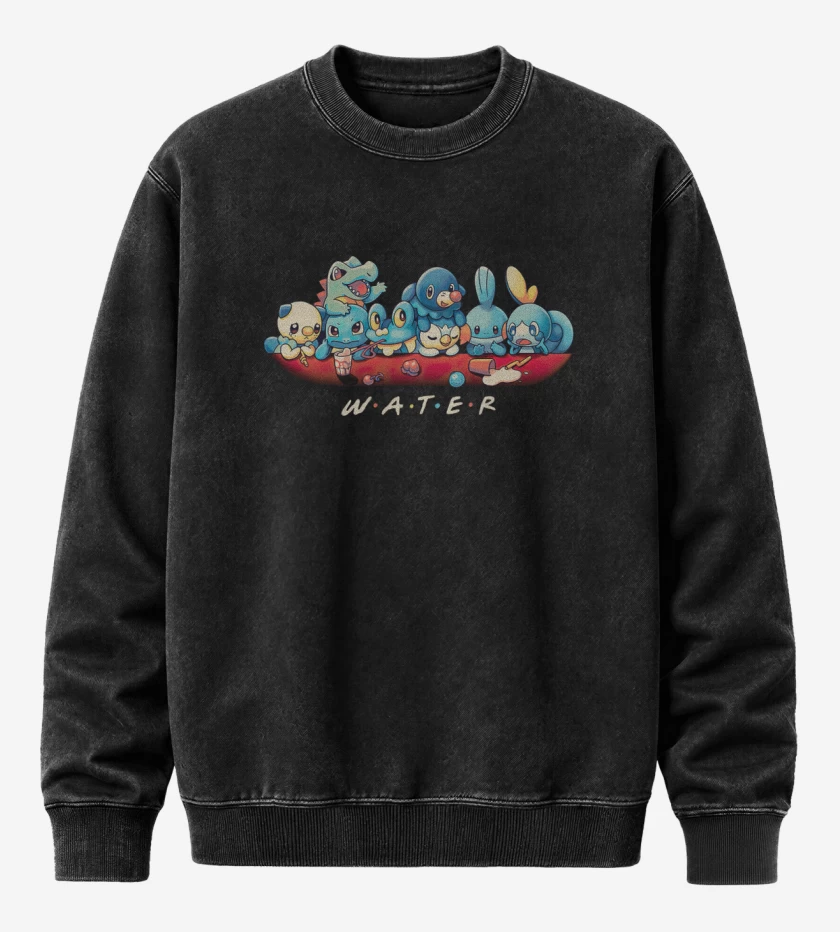 Poleron Polo Acid Wash Negro de Tipos Agua