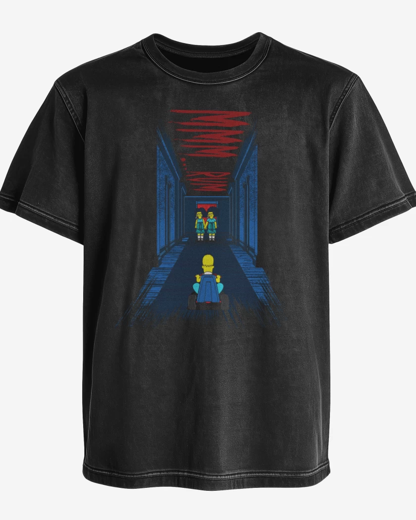 Polera desgastada Negro de El resplandor de homero