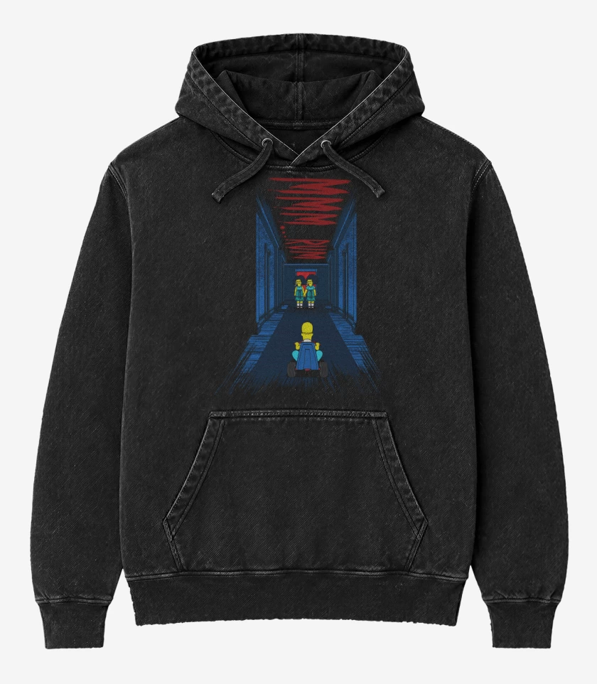 Poleron Canguro Acid Wash Negro de El resplandor de homero