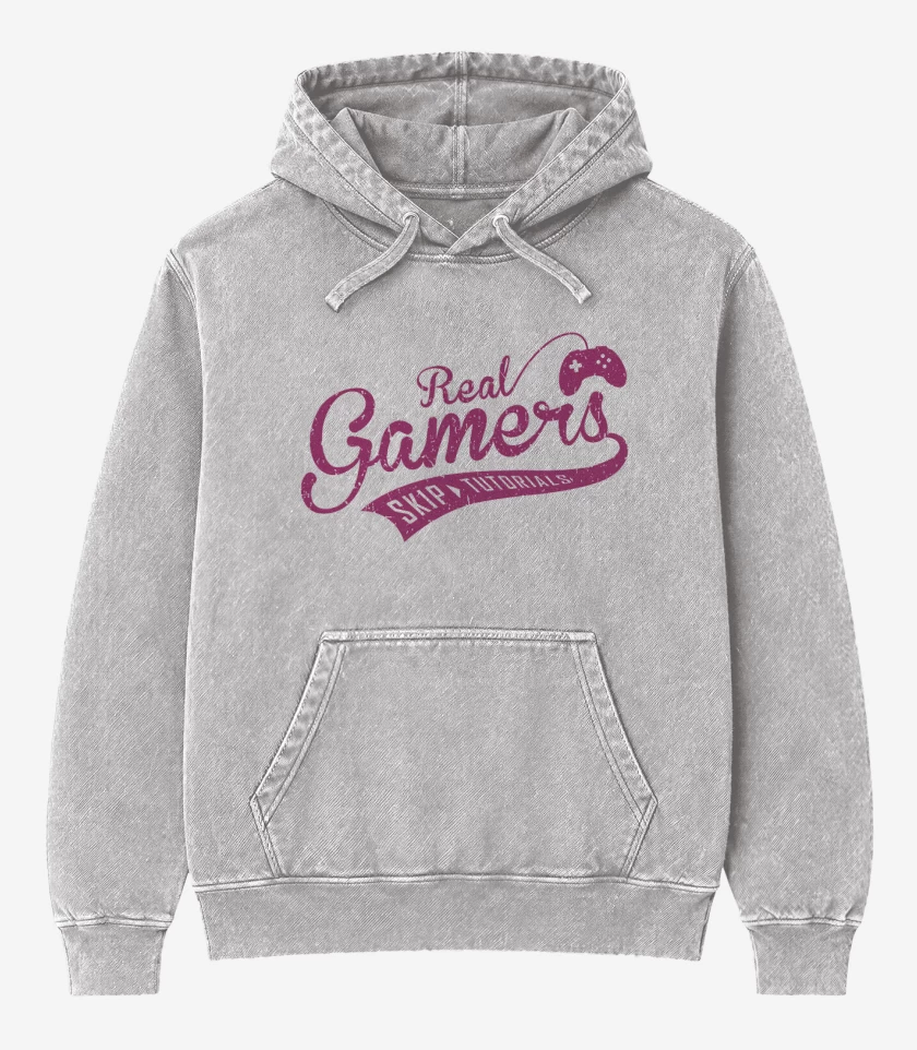Poleron Canguro Acid Wash Gris Melange de Real gamer