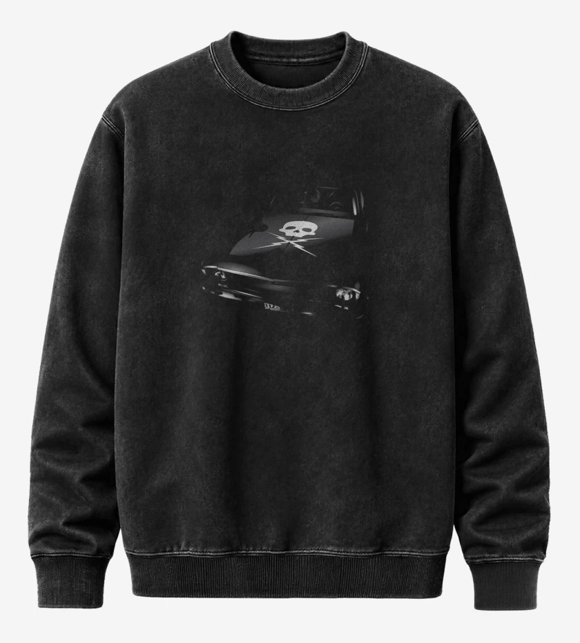 Poleron Polo Acid Wash Negro de Death proof Chevy nova